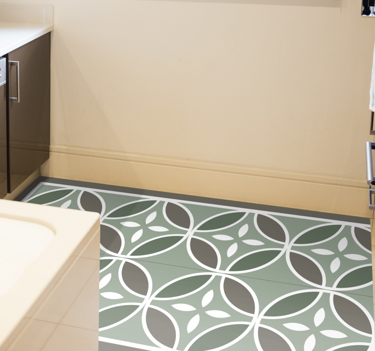 Green ornate beija tile kitchen vinyl rug - TenStickers