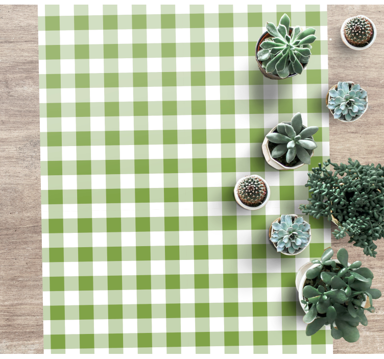 Green Checked Print striped vinyl rug - TenStickers