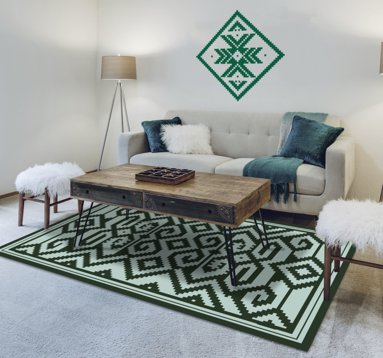 Green Geometric Patterns Scandinavian vinyl rug - TenStickers
