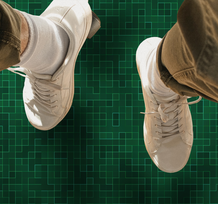 Green Grid Pattern geometric vinyl rug - TenStickers