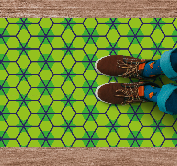 Green hexagonal pattern geometric vinyl rug - TenStickers