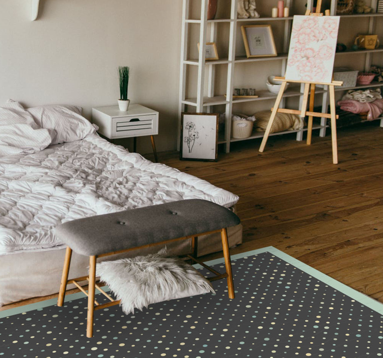 Grey and blue polka dot geometric vinyl rugs - TenStickers