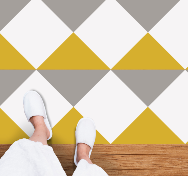 Grey and yellow diamonds geometric vinyl rug - TenStickers
