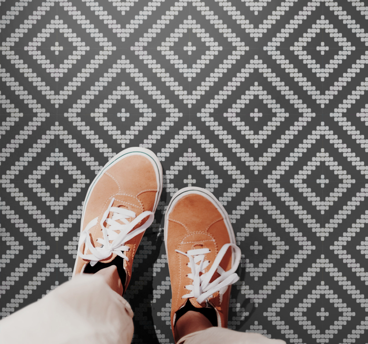 Grey patterned tile kitchen vinyl rug - TenStickers