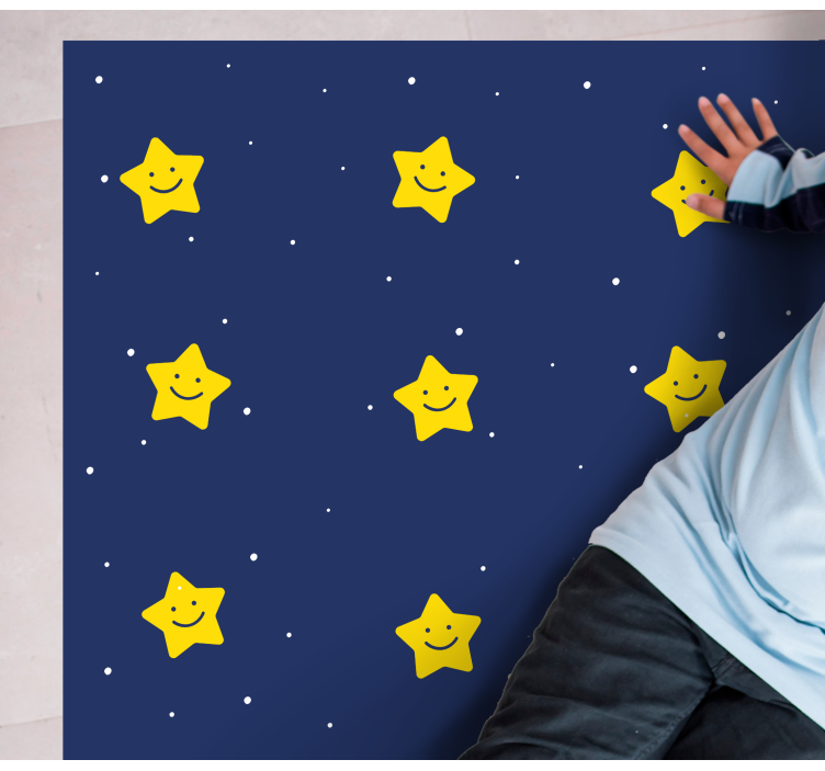 Happy blue pattern star vinyl rug - TenStickers