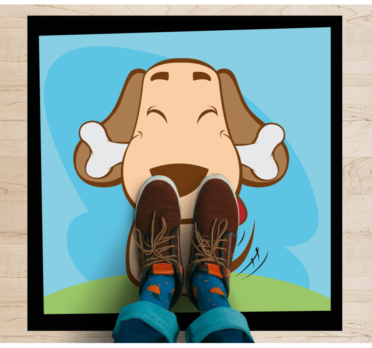 Happy dog with bone animal vinyl rug - TenStickers