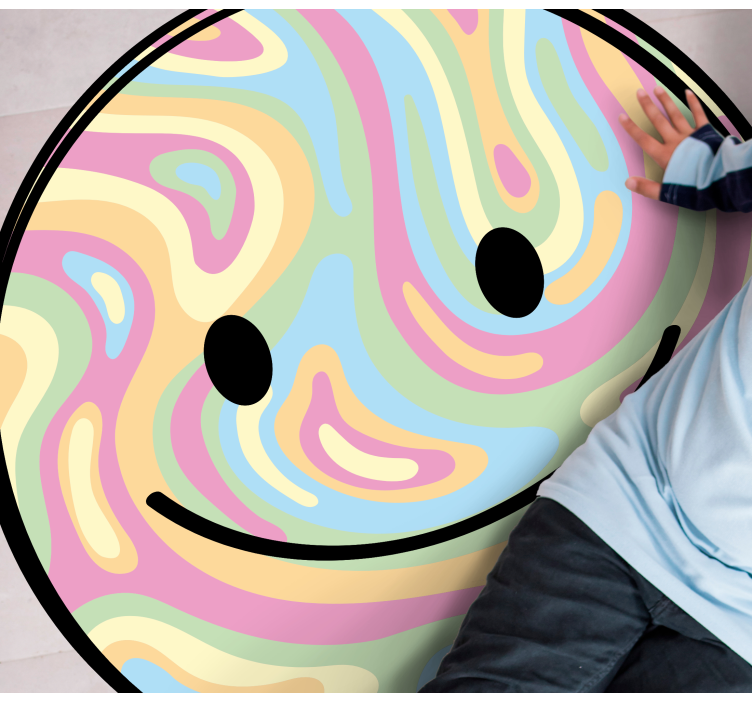 Happy Smile Circle teen vinyl rug - TenStickers