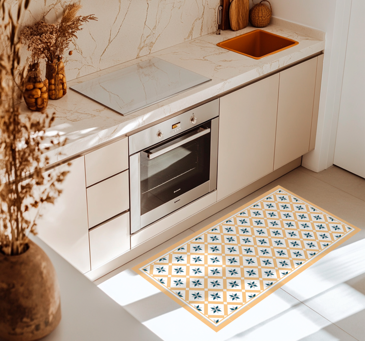 Hydraulic Yellow kitchen vinyl rug - TenStickers