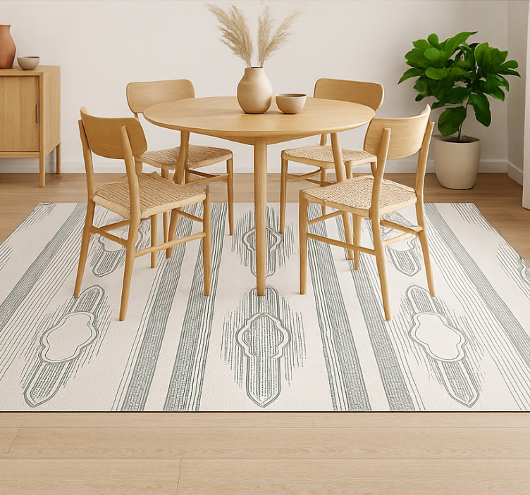 Intricate Ethnic Geometry dining room vinyl rug - TenStickers
