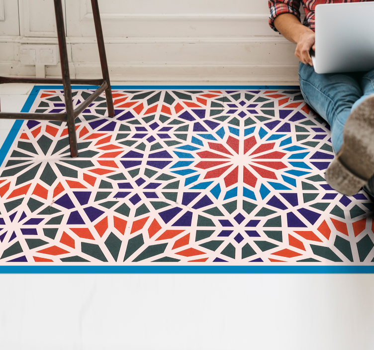 Intricate geometric mosaic vinyl rug - TenStickers