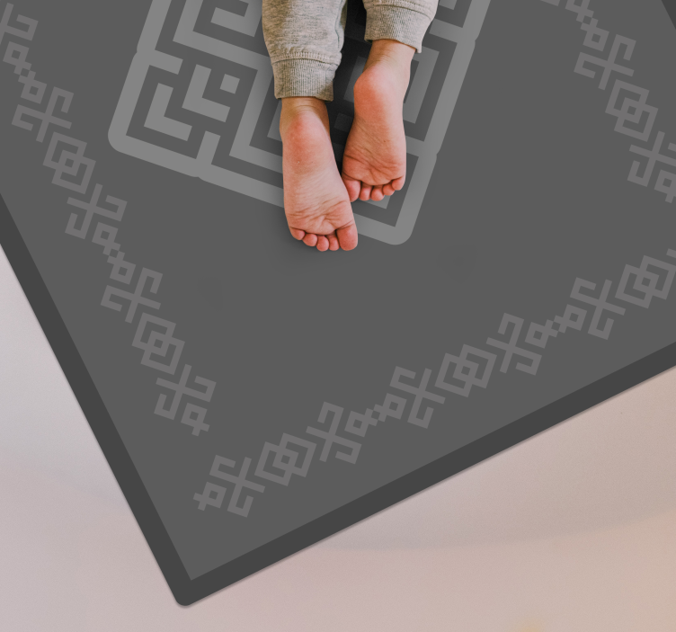 Intricate Geometric Pattern grey vinyl rug - TenStickers
