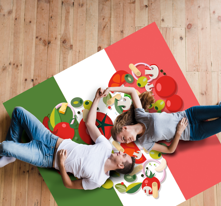 Italy Food Flag world map rug - TenStickers
