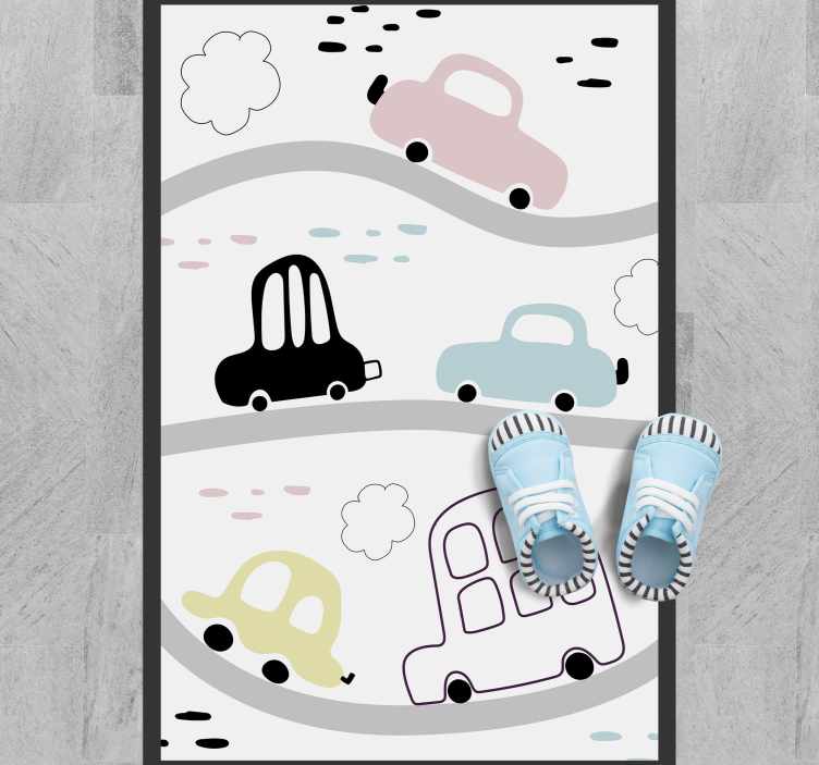 Kids vehicles and roads kids vinyl rug - TenStickers