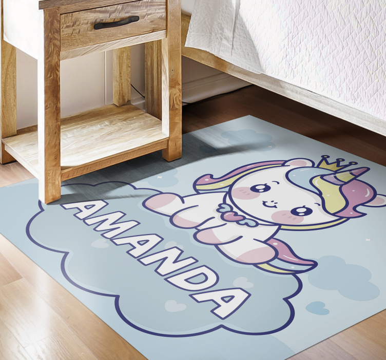 Kids vinyl rug custom baby unicorn design - TenStickers