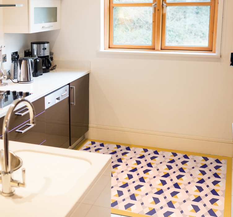 Kitchen vinyl rug lively geometric design - TenStickers