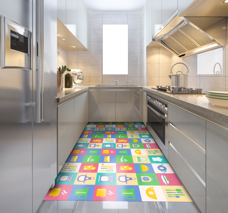 Kitchenware kitchen floor tiles - TenStickers