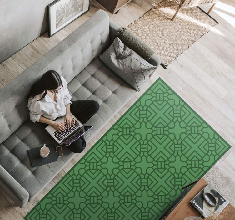 Korean green pattern. ethnic rug - TenStickers