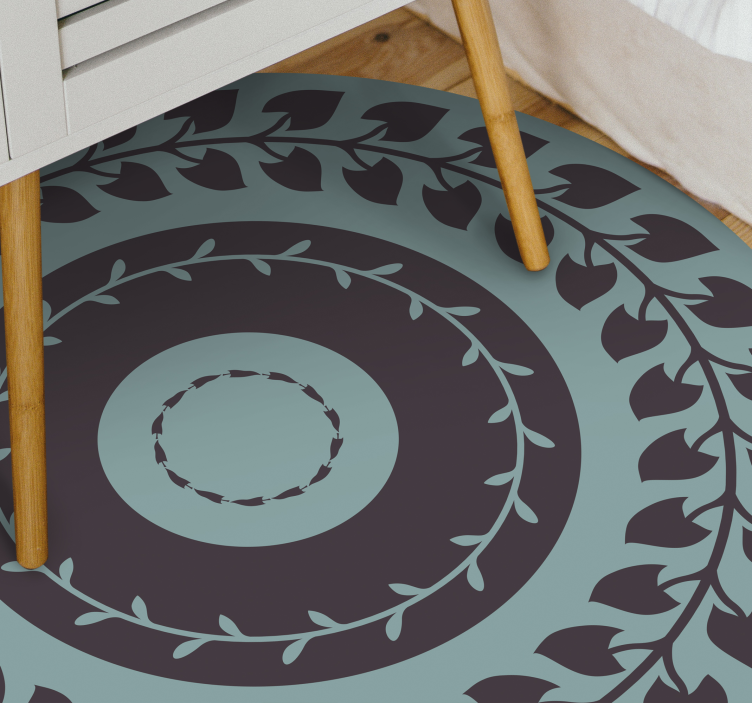 Leafy Circular Pattern nature vinyl rug - TenStickers