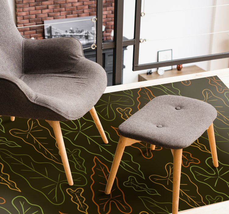 Leafy Contours floral vinyl rug - TenStickers