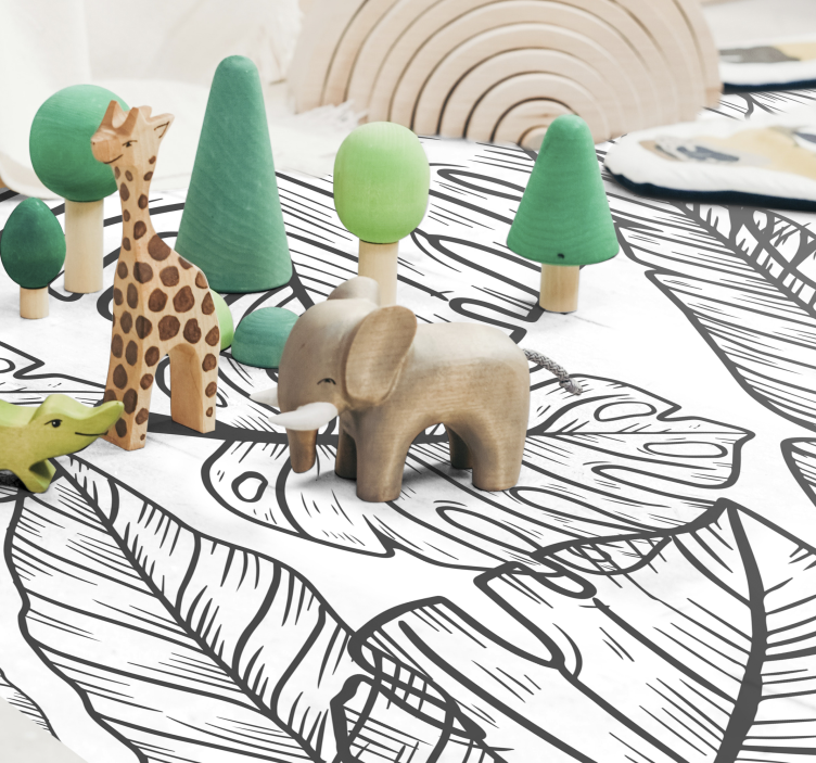 Leafy Jungle Theme nursery vinyl rug - TenStickers