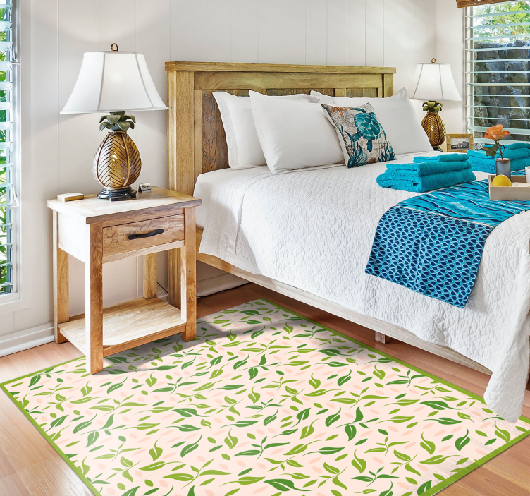 LEAFY PATTERN ACCENTS floral vinyl rug - TenStickers