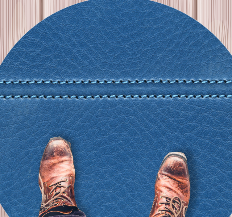 Textured vinyl rug with blue leather effect - TenStickers