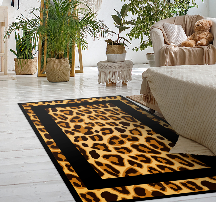Rectangle leopard motif animal print vinyl rug - TenStickers
