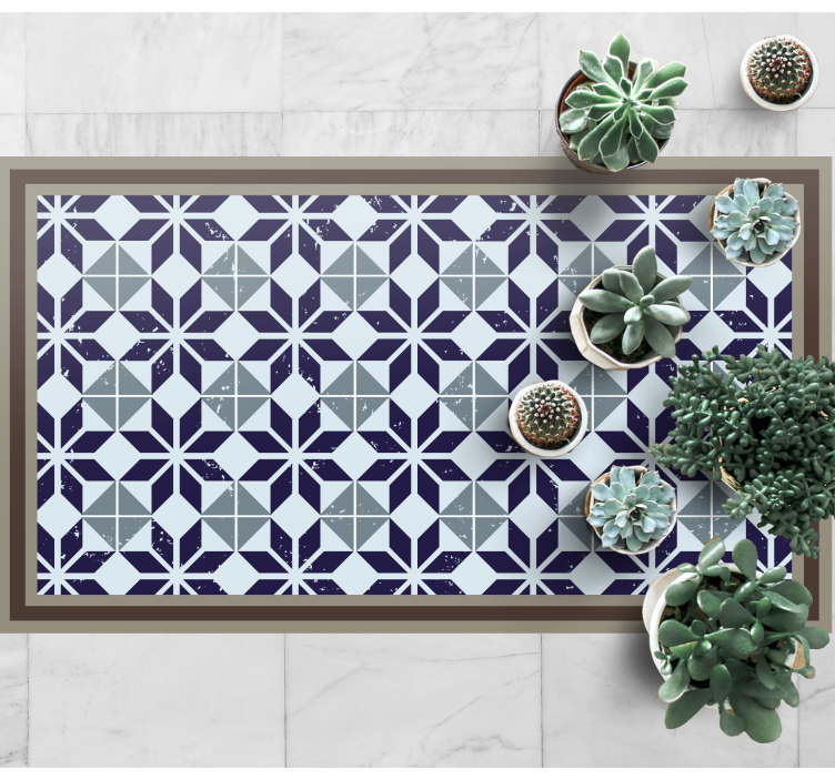 Light blue geometric stars  tile carpet - TenStickers