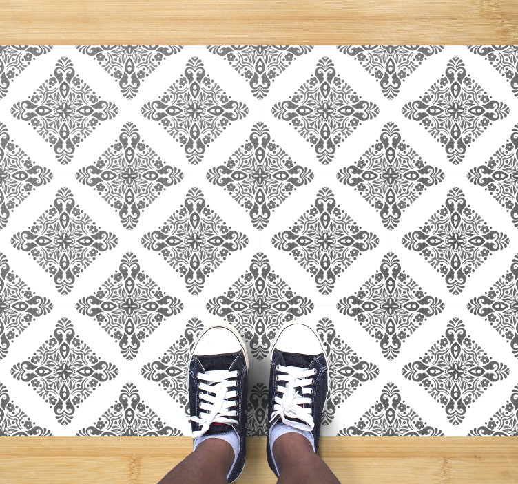 Light grey tile effect Amalfi vinyl rug - TenStickers