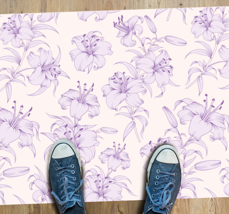 Lilac Floral Pattern floral vinyl rug - TenStickers