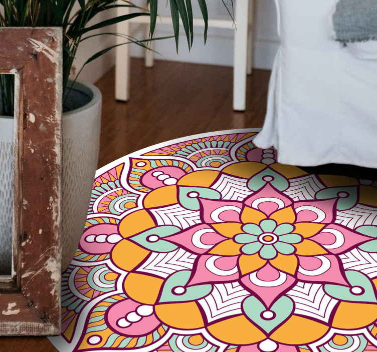 Lively Floral Concept mandala vinyl rug - TenStickers