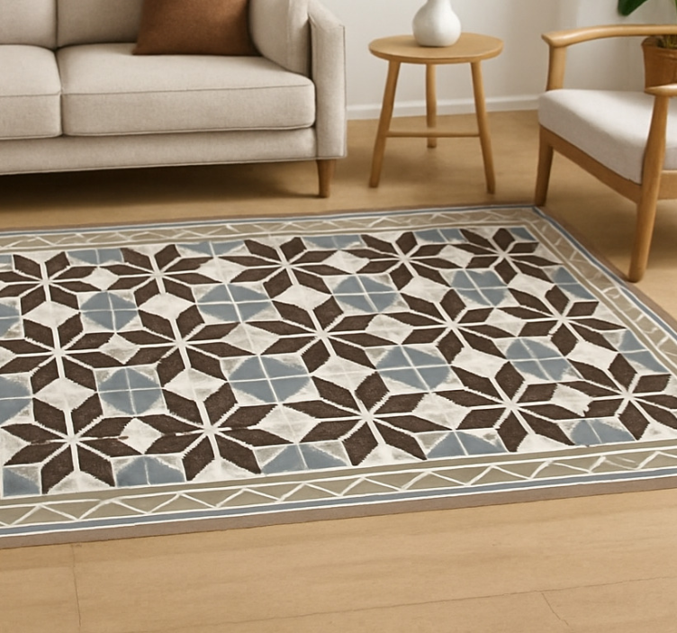 Living room vinyl rug rustic starburst design - TenStickers