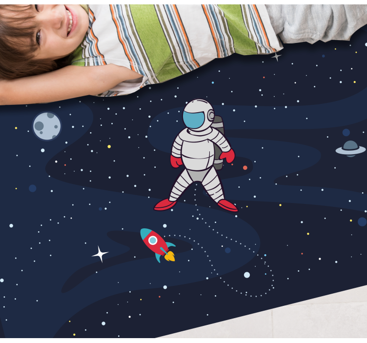 Lonely spaceman with rocket star vinyl rug - TenStickers