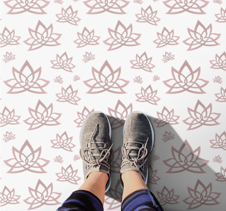 Lotus Symmetry Pattern floral vinyl rug - TenStickers