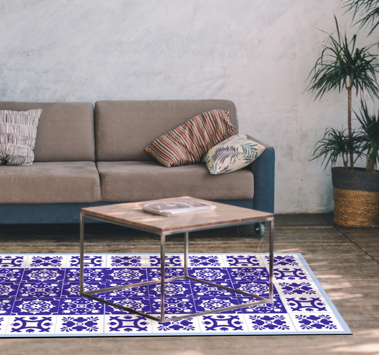 Lovely white and blue  tile carpet - TenStickers