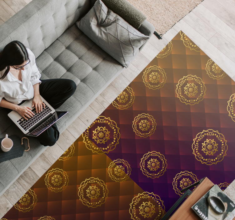 Mandala Motif Overlay mandala vinyl rug - TenStickers