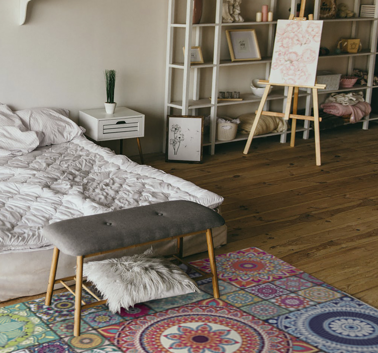 Mandala tiles mandala vinyl rug - TenStickers