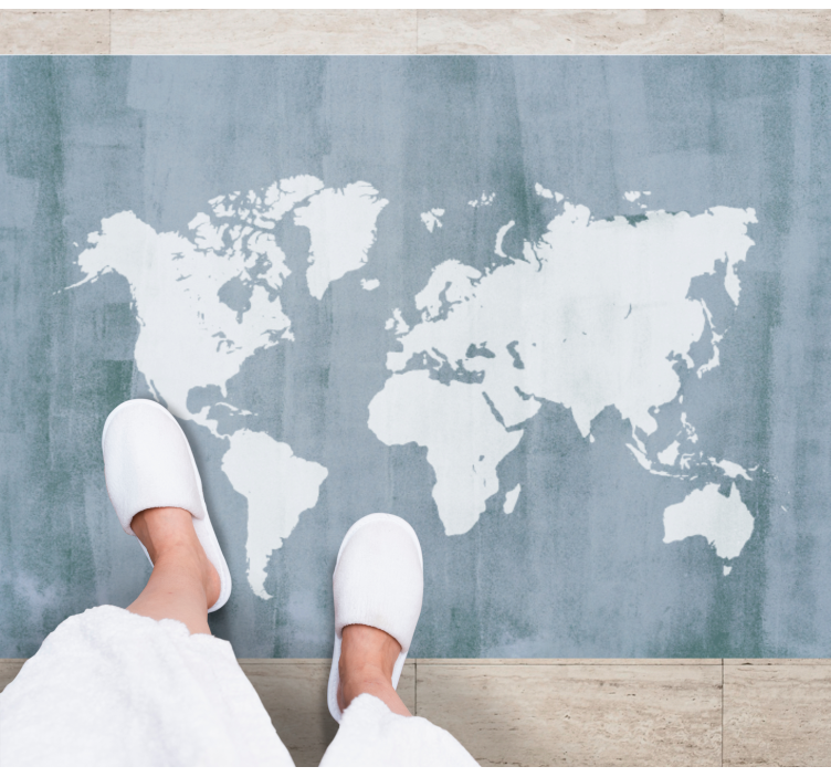Grey continents world map vinyl rug - TenStickers
