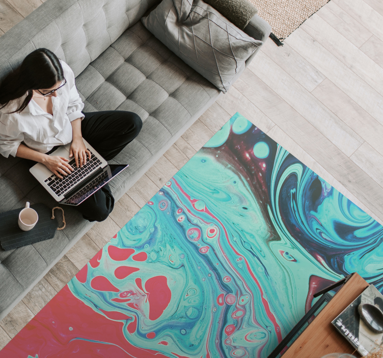 Modern art colorful waves vinyl rug - TenStickers