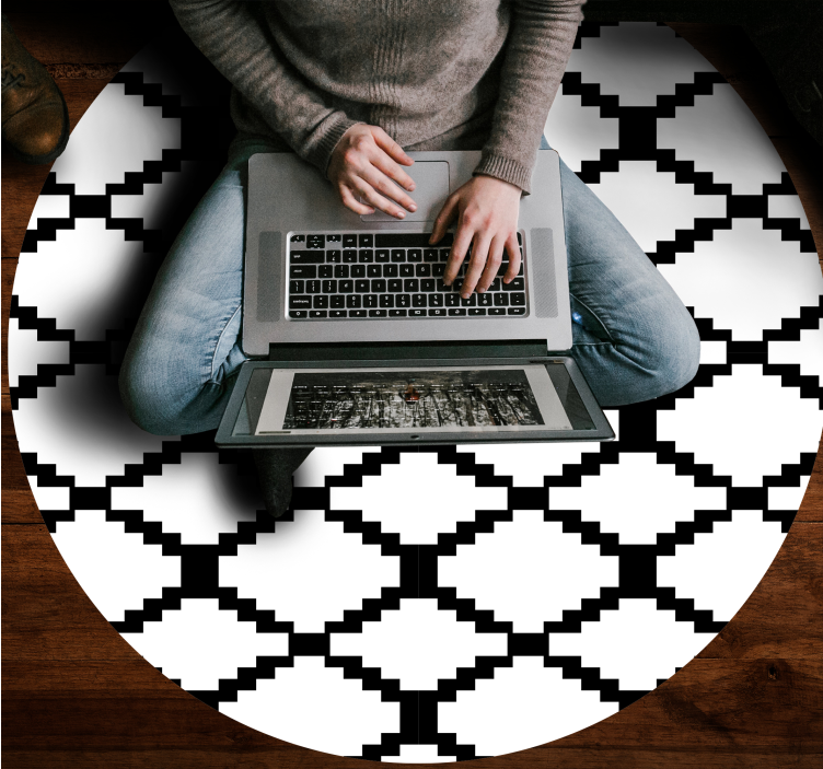 Modern black and white geometric vinyl rug - TenStickers