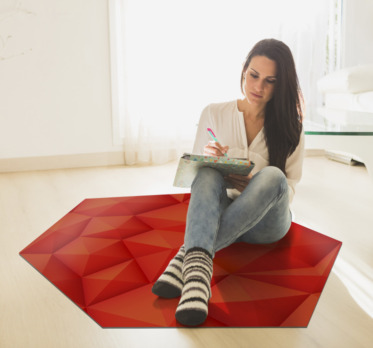 Modern hexagonal red triangle carpet - TenStickers