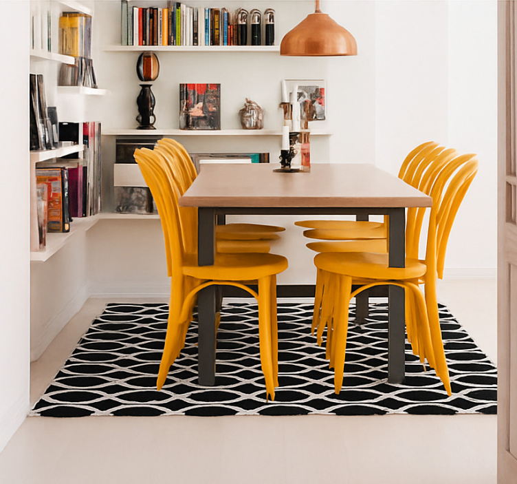 Monochrome oval design dining room vinyl rug - TenStickers