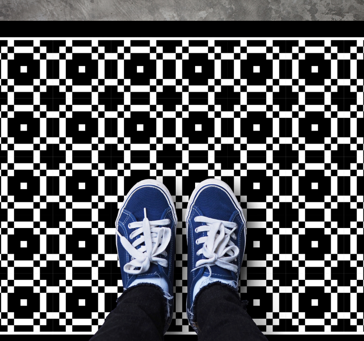 Monochrome Pattern geometric vinyl rug - TenStickers