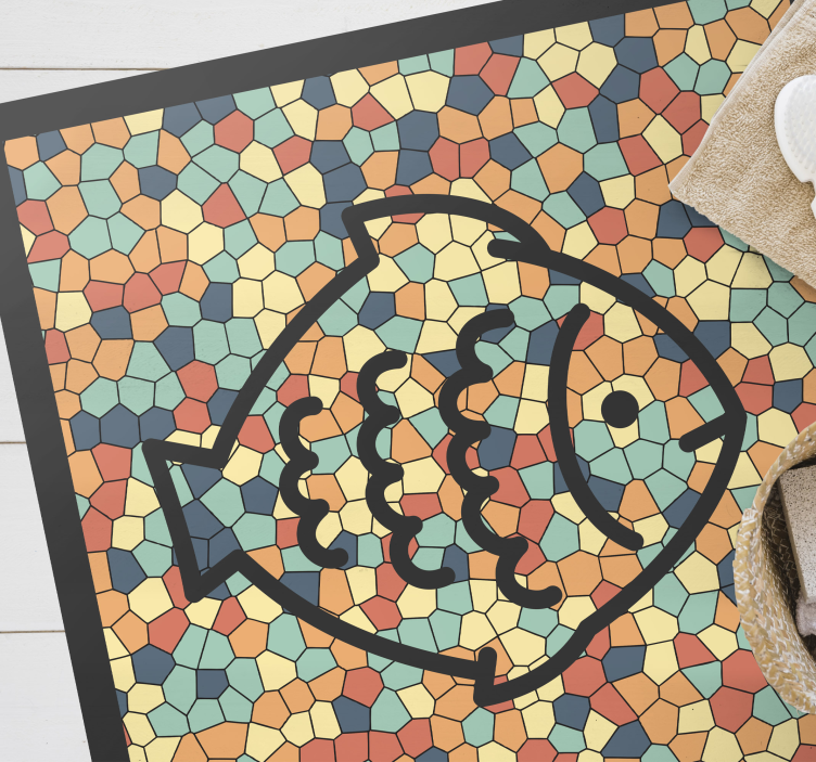 Mosaic Fish mosaic floor tiles - TenStickers