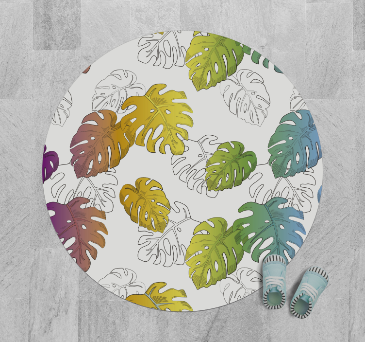 Multicolour monstera pot design nature rug - TenStickers