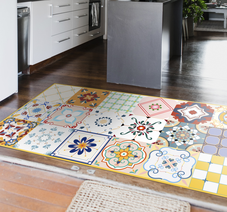 Multiple colorful hidraulic pattern vinyl rug - TenStickers