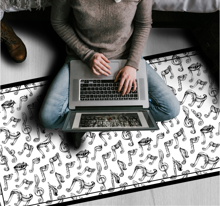 Music Note Design teen vinyl rug - TenStickers