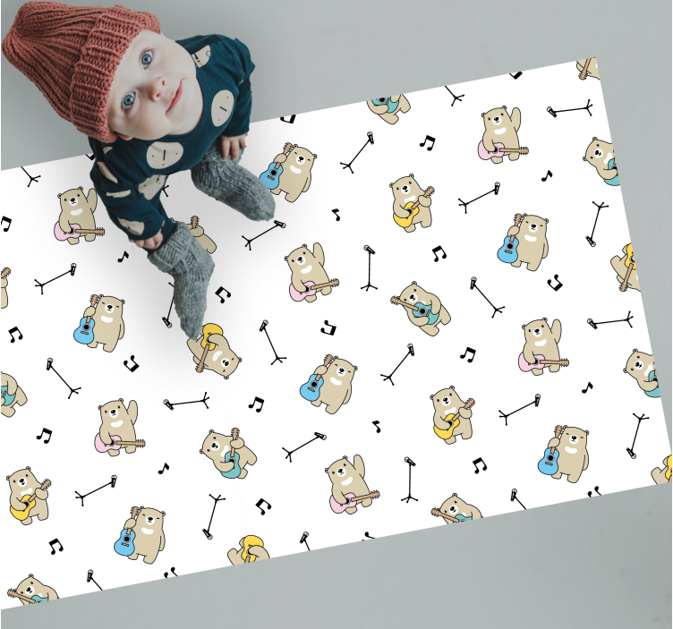 Musical Bears Theme nursery vinyl rug - TenStickers