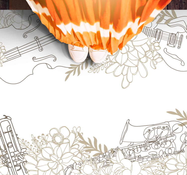 Harmonic Floral Composition floral vinyl rug - TenStickers