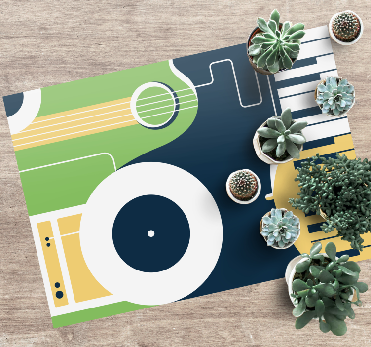 Musical instrument motif rectangular vinyl rug - TenStickers